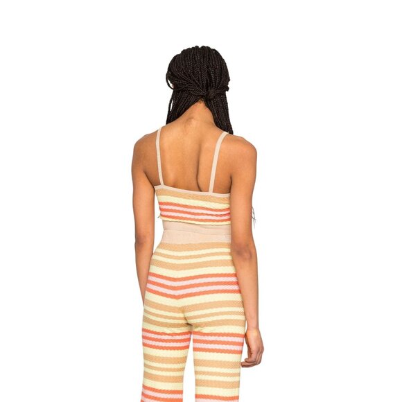 Scotch and Soda Crop Top Size Small Striped V Neck Sleeveless Yellow Orange NEW - Picture 2 of 12